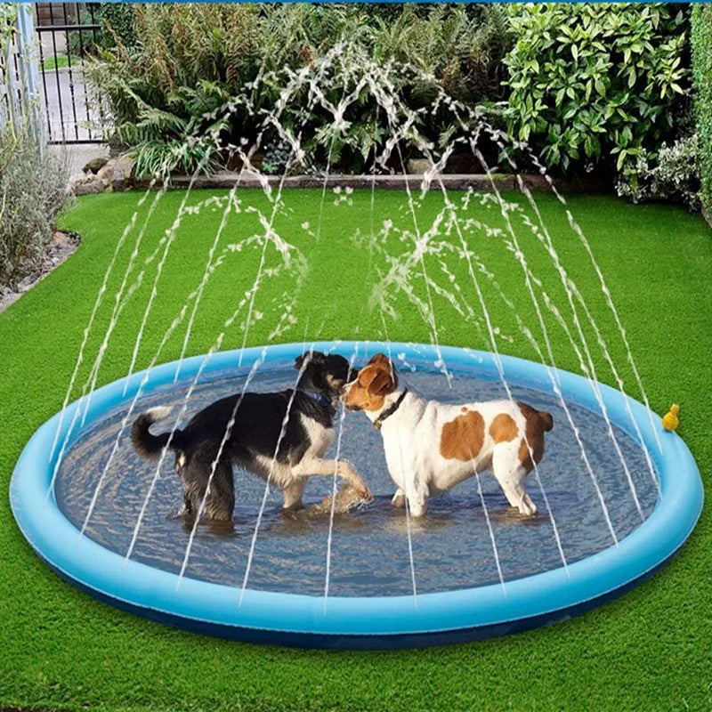 170cm Summer Pet Swimming Pool Dog Splash Sprinkler Pad Inflatable Mat Cooling Dogs Outdoor Play Water Mat Toys for Pet Children