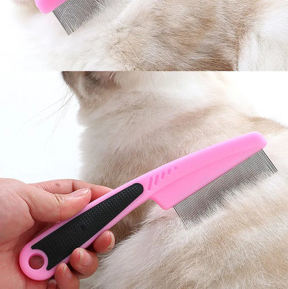 Pet Animal Care Long-handled Pet Comb Flea Comb for Cat Dog Stainless Steel Comb Deworming Opening Knots Dog Cat Grooming Comb