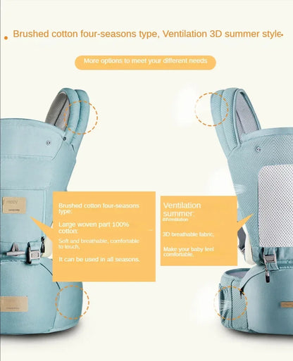 100% Cotton Baby Waist Stroller Four Season Multifunctional Front Carrying Baby Carrier Breathable Baby Waist Stroller Carrier