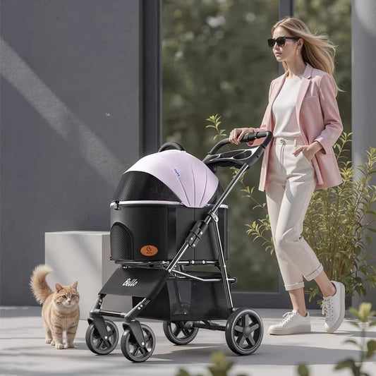 lightweight Pet stroller Portable Travel Pet Stroller Lightweight foldable cat and dog stroller Detachable pet carrier