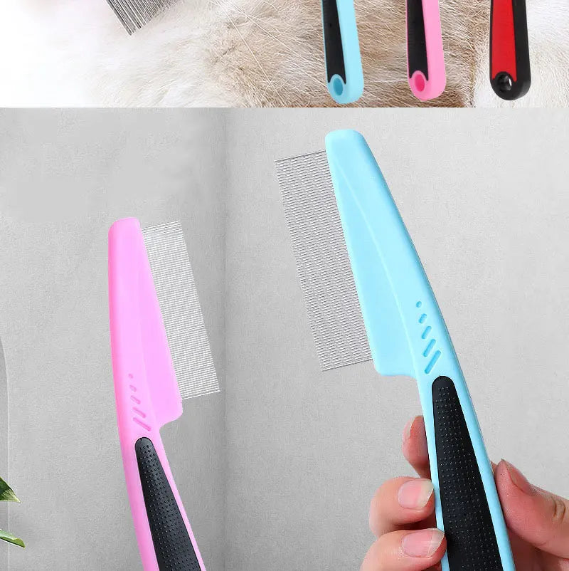 Pet Animal Care Long-handled Pet Comb Flea Comb for Cat Dog Stainless Steel Comb Deworming Opening Knots Dog Cat Grooming Comb