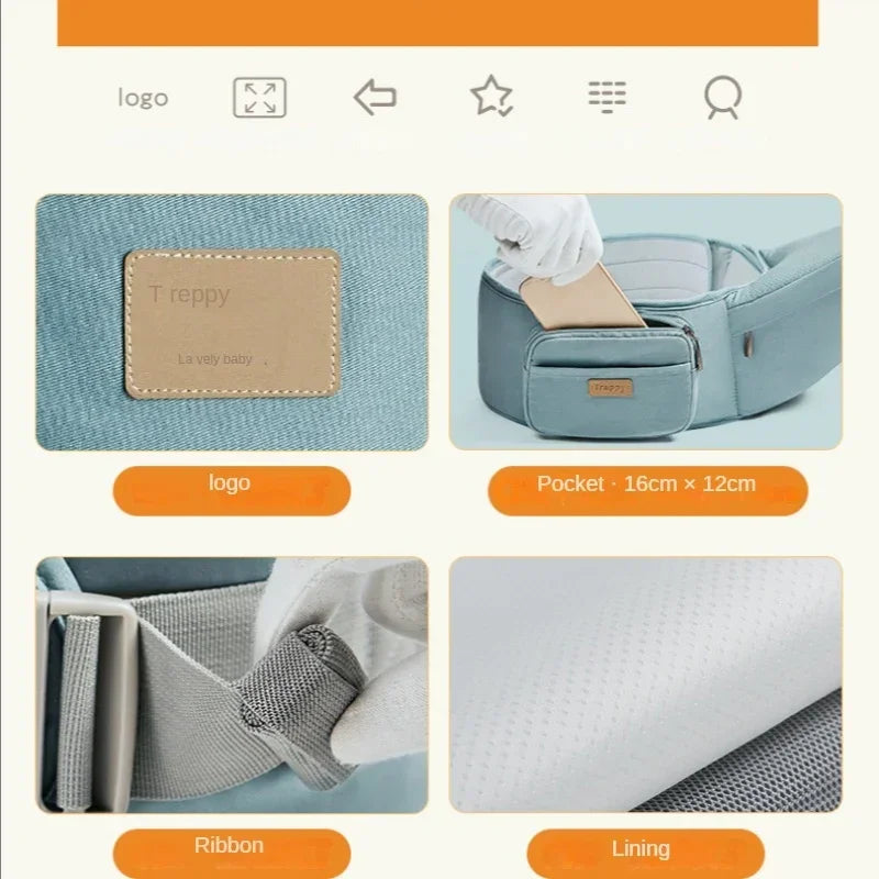 100% Cotton Baby Waist Stroller Four Season Multifunctional Front Carrying Baby Carrier Breathable Baby Waist Stroller Carrier