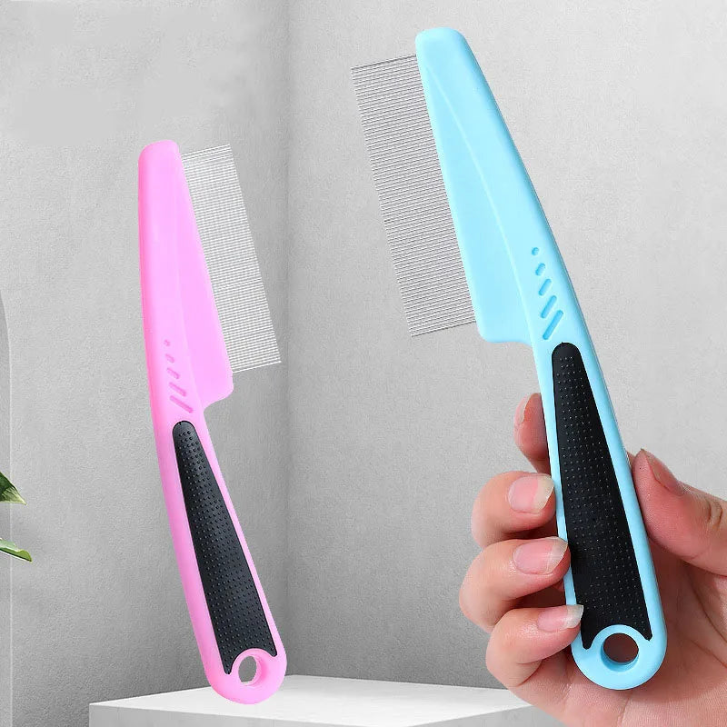 Pet Animal Care Long-handled Pet Comb Flea Comb for Cat Dog Stainless Steel Comb Deworming Opening Knots Dog Cat Grooming Comb