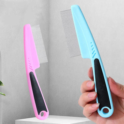 Pet Animal Care Long-handled Pet Comb Flea Comb for Cat Dog Stainless Steel Comb Deworming Opening Knots Dog Cat Grooming Comb