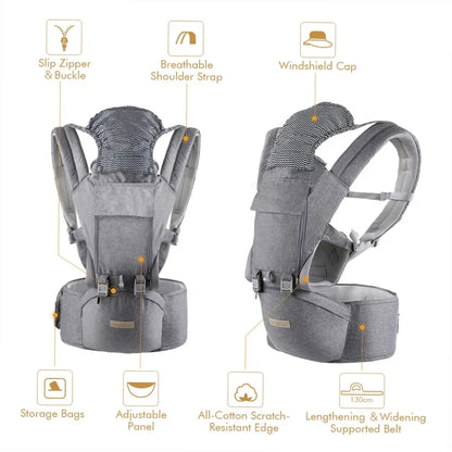 100% Cotton Baby Waist Stroller Four Season Multifunctional Front Carrying Baby Carrier Breathable Baby Waist Stroller Carrier