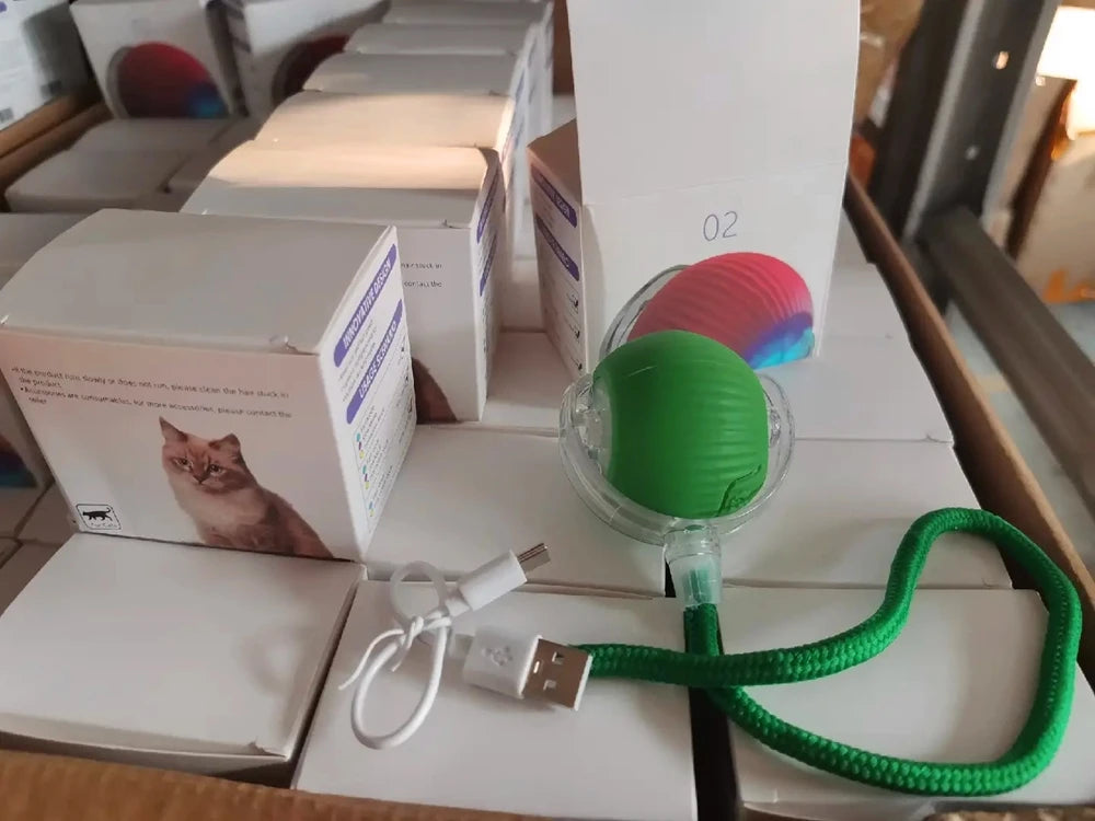 Automatic Rolling Ball with Tail Lamp USB Rechargeable Smart Interactive Cat Ball Toy for Cats Pet Dog accessories 고양이 장난감