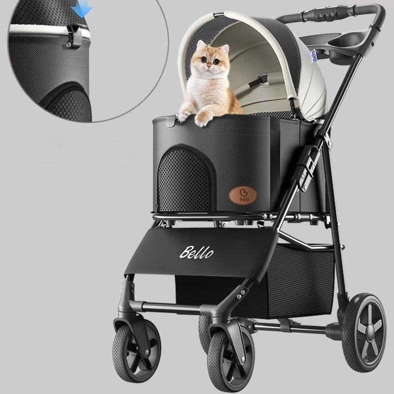 lightweight Pet stroller Portable Travel Pet Stroller Lightweight foldable cat and dog stroller Detachable pet carrier