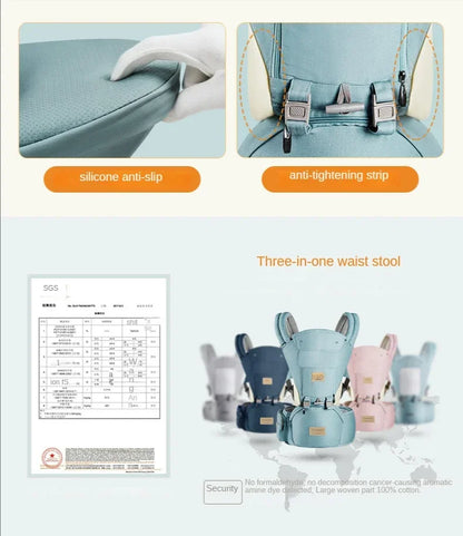 100% Cotton Baby Waist Stroller Four Season Multifunctional Front Carrying Baby Carrier Breathable Baby Waist Stroller Carrier