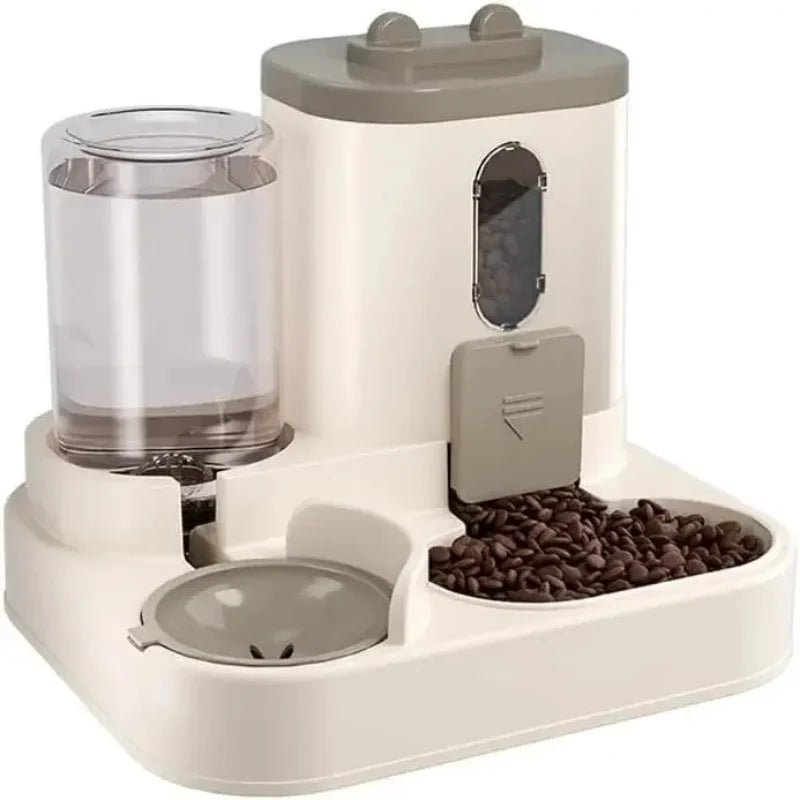 Dog & Cat Automatic Feeder & Waterer Set: Gravity Design, Leak-Proof, Spill-Proof, Anti-Slip, Easy to Clean, Built-In Food Bowl