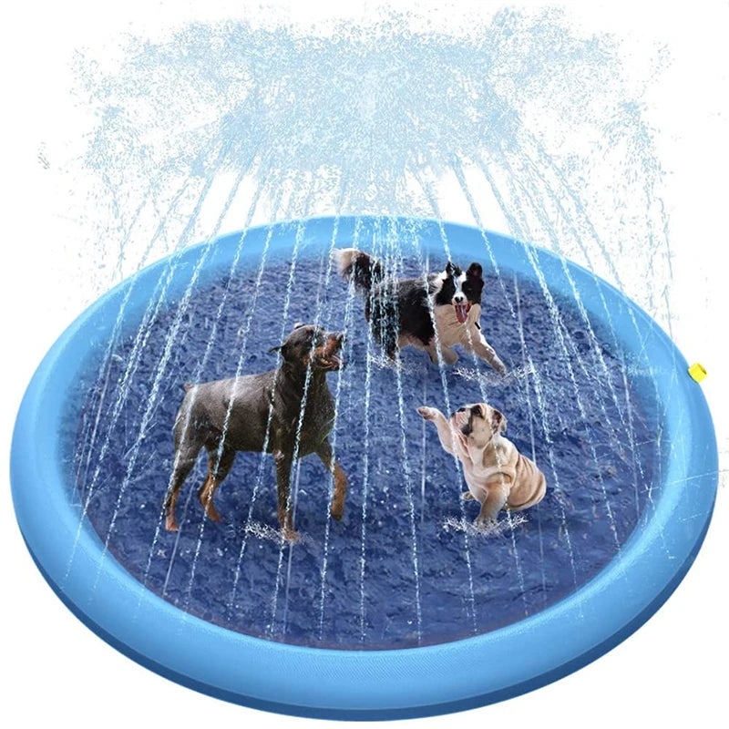 170cm Summer Pet Swimming Pool Dog Splash Sprinkler Pad Inflatable Mat Cooling Dogs Outdoor Play Water Mat Toys for Pet Children