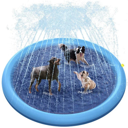 170cm Summer Pet Swimming Pool Dog Splash Sprinkler Pad Inflatable Mat Cooling Dogs Outdoor Play Water Mat Toys for Pet Children