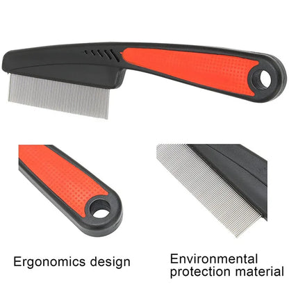 Pet Animal Care Long-handled Pet Comb Flea Comb for Cat Dog Stainless Steel Comb Deworming Opening Knots Dog Cat Grooming Comb