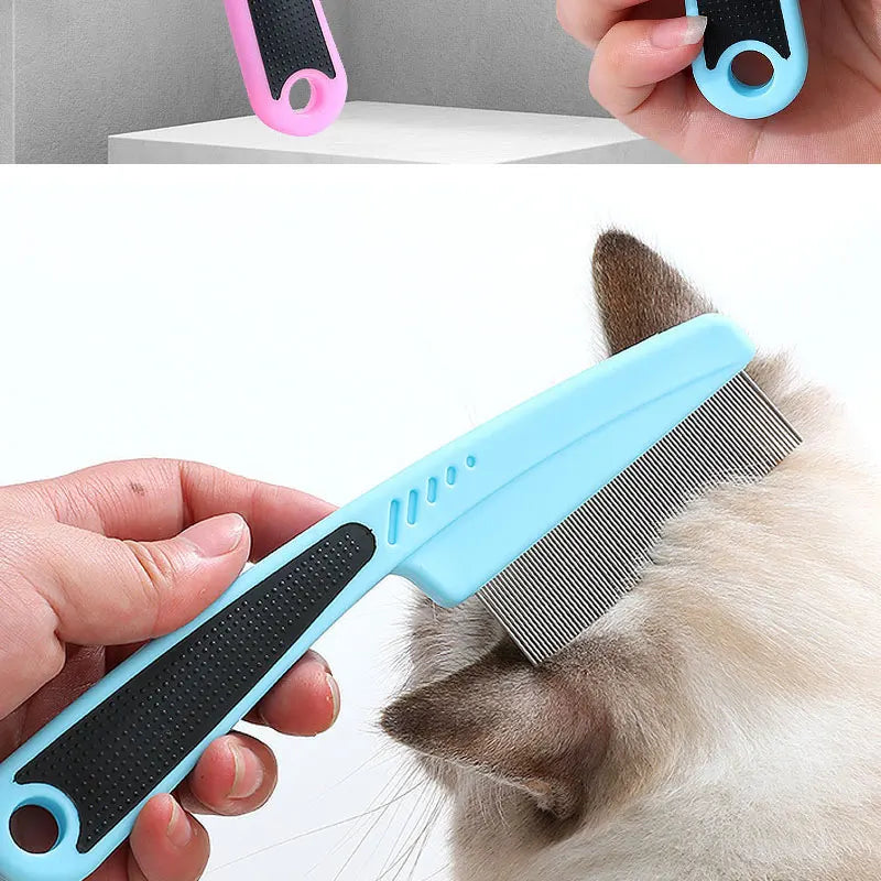 Pet Animal Care Long-handled Pet Comb Flea Comb for Cat Dog Stainless Steel Comb Deworming Opening Knots Dog Cat Grooming Comb