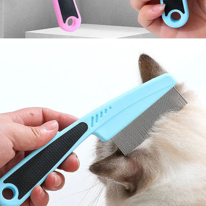 Pet Animal Care Long-handled Pet Comb Flea Comb for Cat Dog Stainless Steel Comb Deworming Opening Knots Dog Cat Grooming Comb