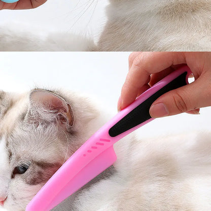 Pet Animal Care Long-handled Pet Comb Flea Comb for Cat Dog Stainless Steel Comb Deworming Opening Knots Dog Cat Grooming Comb