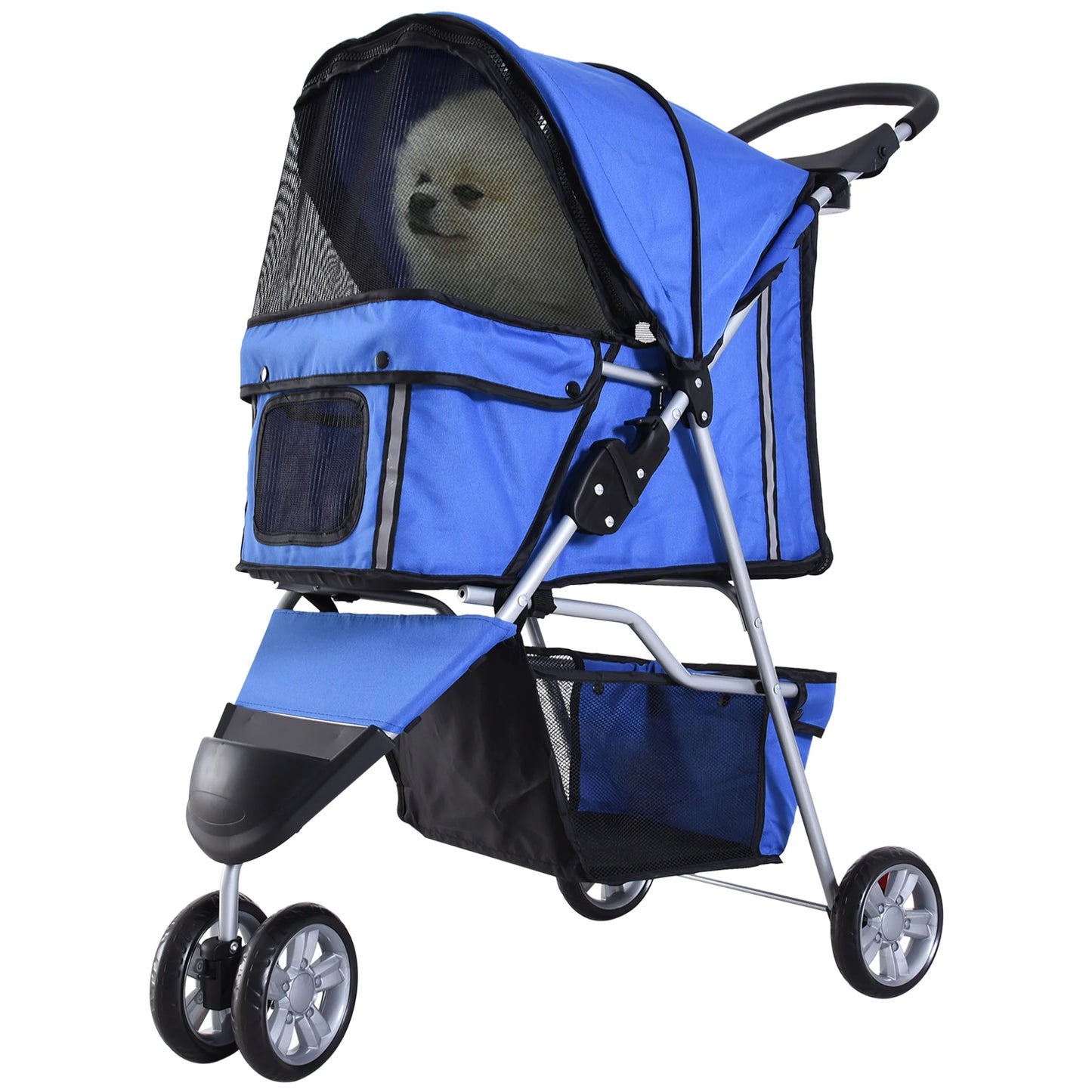 PawHut Pet Stroller Pushchair Carrier for Cat Puppy with 3 Wheels