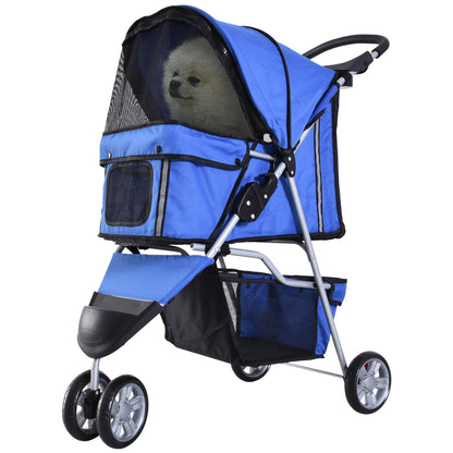 PawHut Pet Stroller Pushchair Carrier for Cat Puppy with 3 Wheels
