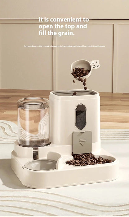 Dog & Cat Automatic Feeder & Waterer Set: Gravity Design, Leak-Proof, Spill-Proof, Anti-Slip, Easy to Clean, Built-In Food Bowl