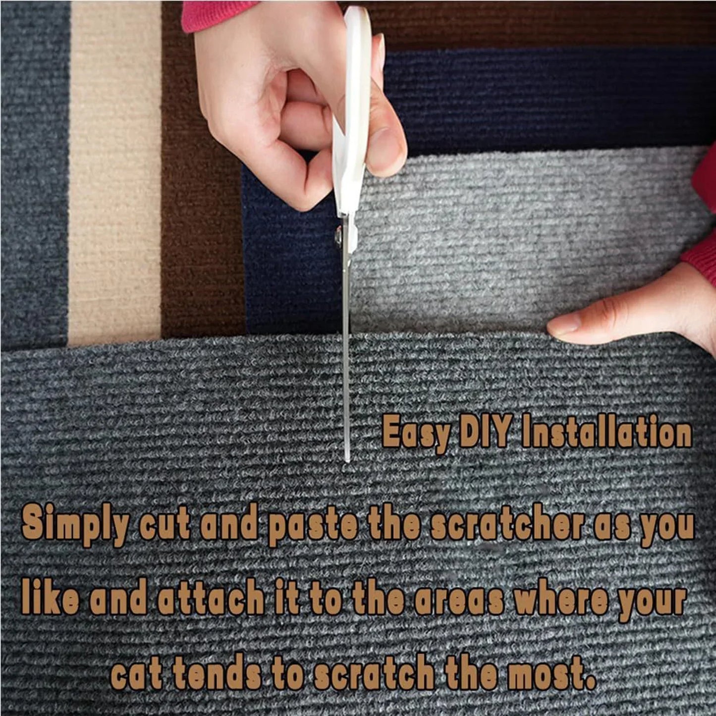 Self-Adhesive Cat Scratching Mat Trimmable Cat Carpet Cat Scratching Carpet Corner Wall Cat DIY Scratch Sofa Furniture Protector