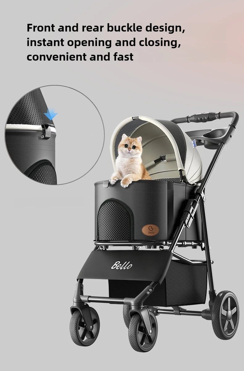 lightweight Pet stroller Portable Travel Pet Stroller Lightweight foldable cat and dog stroller Detachable pet carrier