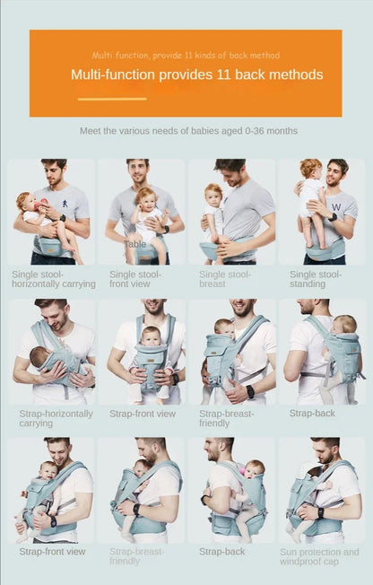100% Cotton Baby Waist Stroller Four Season Multifunctional Front Carrying Baby Carrier Breathable Baby Waist Stroller Carrier