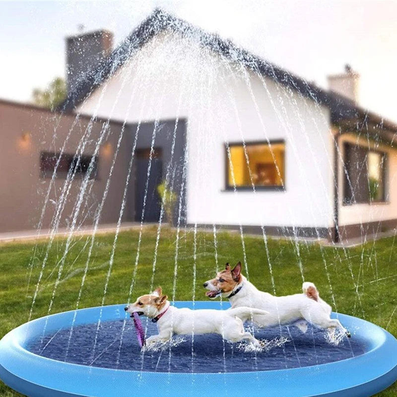 170cm Summer Pet Swimming Pool Dog Splash Sprinkler Pad Inflatable Mat Cooling Dogs Outdoor Play Water Mat Toys for Pet Children