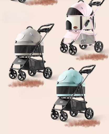 lightweight Pet stroller Portable Travel Pet Stroller Lightweight foldable cat and dog stroller Detachable pet carrier