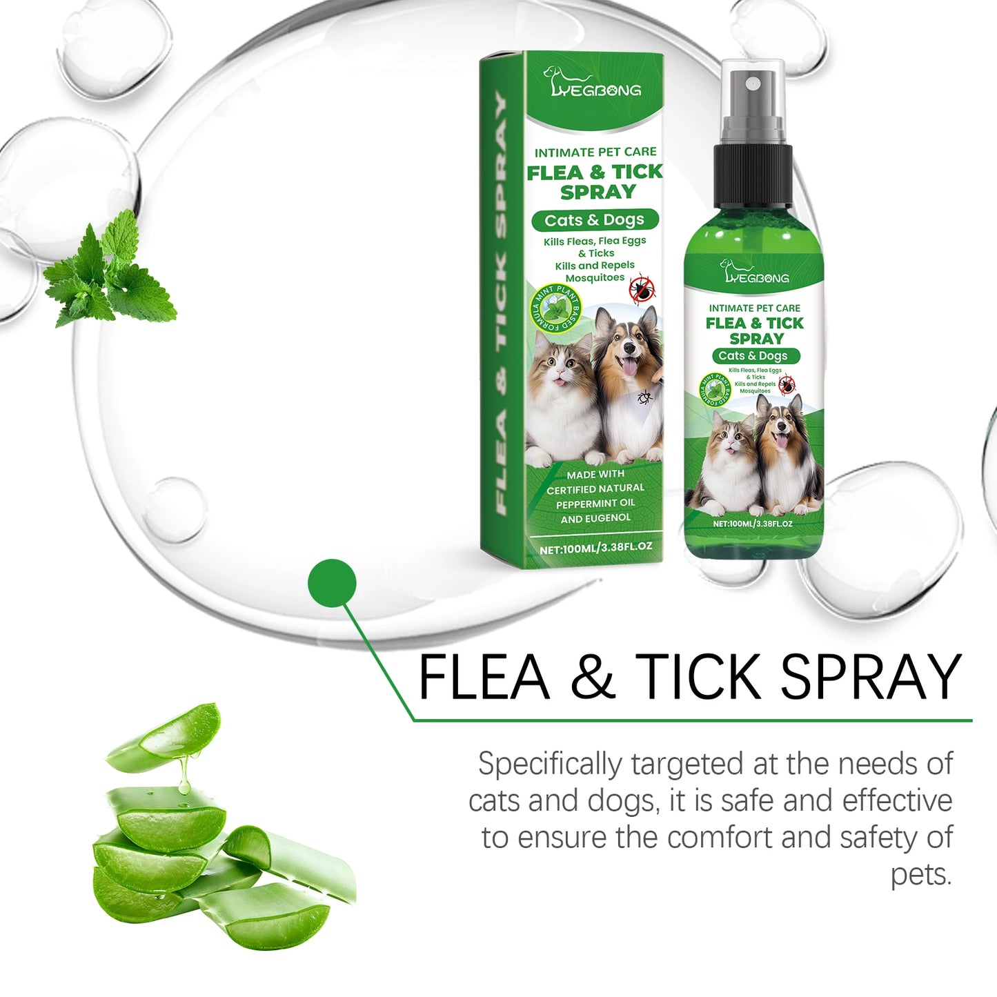 Flea & Tick Spray For Dogs & Cats - Gentle Daily Use Insect Repellent - Kills Fleas, Ticks & Lice - Safe Formula