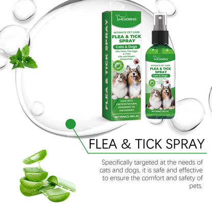 Flea & Tick Spray For Dogs & Cats - Gentle Daily Use Insect Repellent - Kills Fleas, Ticks & Lice - Safe Formula