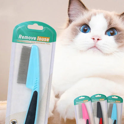 Pet Animal Care Long-handled Pet Comb Flea Comb for Cat Dog Stainless Steel Comb Deworming Opening Knots Dog Cat Grooming Comb