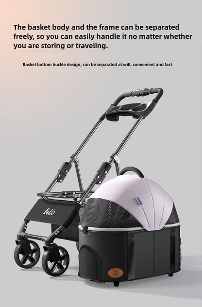 lightweight Pet stroller Portable Travel Pet Stroller Lightweight foldable cat and dog stroller Detachable pet carrier