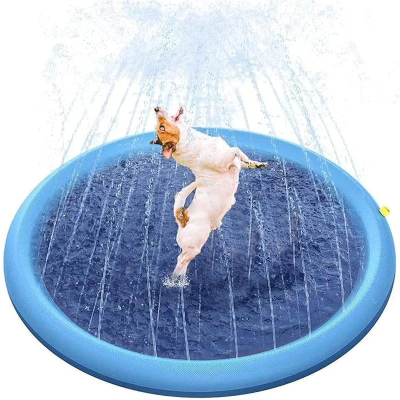 170cm Summer Pet Swimming Pool Dog Splash Sprinkler Pad Inflatable Mat Cooling Dogs Outdoor Play Water Mat Toys for Pet Children