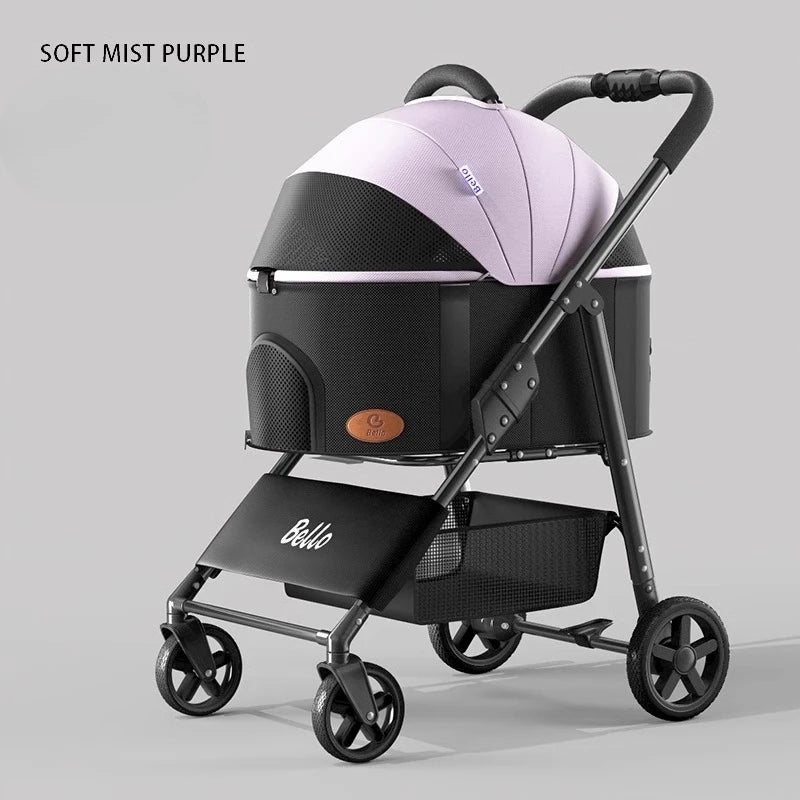 lightweight Pet stroller Portable Travel Pet Stroller Lightweight foldable cat and dog stroller Detachable pet carrier