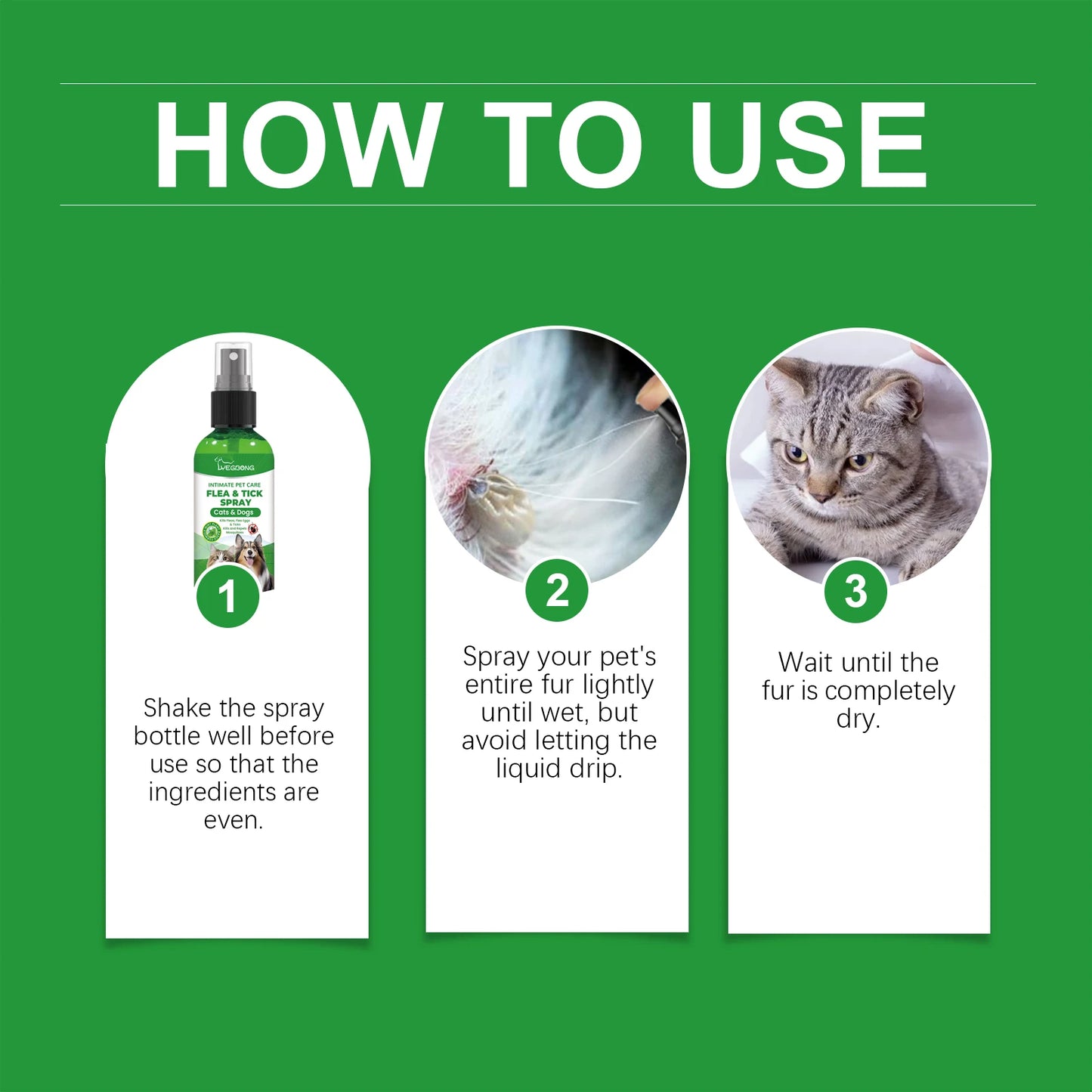 Flea & Tick Spray For Dogs & Cats - Gentle Daily Use Insect Repellent - Kills Fleas, Ticks & Lice - Safe Formula