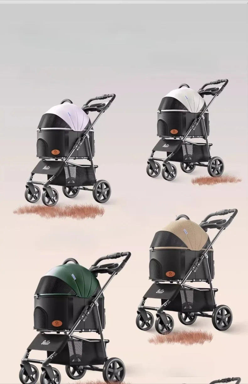 lightweight Pet stroller Portable Travel Pet Stroller Lightweight foldable cat and dog stroller Detachable pet carrier