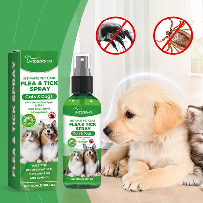 Flea & Tick Spray For Dogs & Cats - Gentle Daily Use Insect Repellent - Kills Fleas, Ticks & Lice - Safe Formula