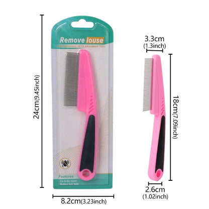 Pet Animal Care Long-handled Pet Comb Flea Comb for Cat Dog Stainless Steel Comb Deworming Opening Knots Dog Cat Grooming Comb
