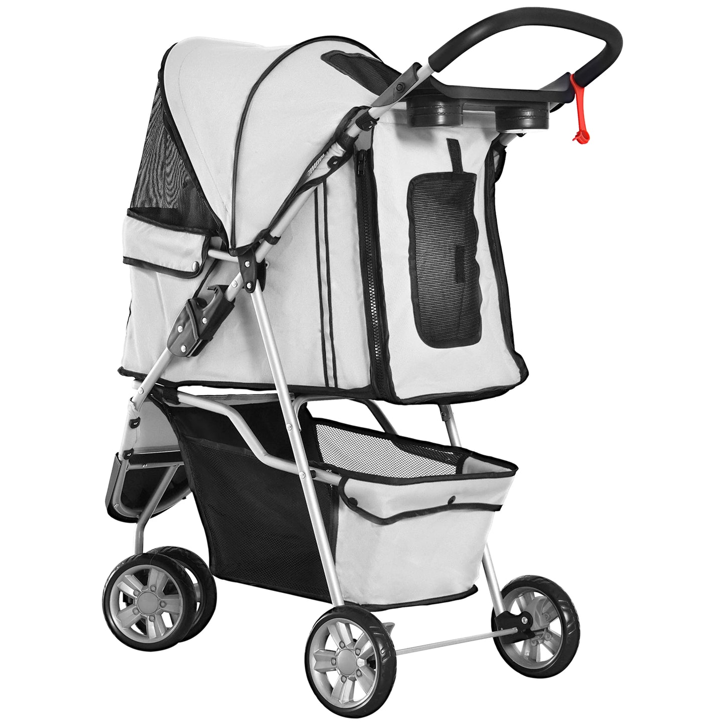 PawHut Pet Stroller Pushchair Carrier for Cat Puppy with 3 Wheels