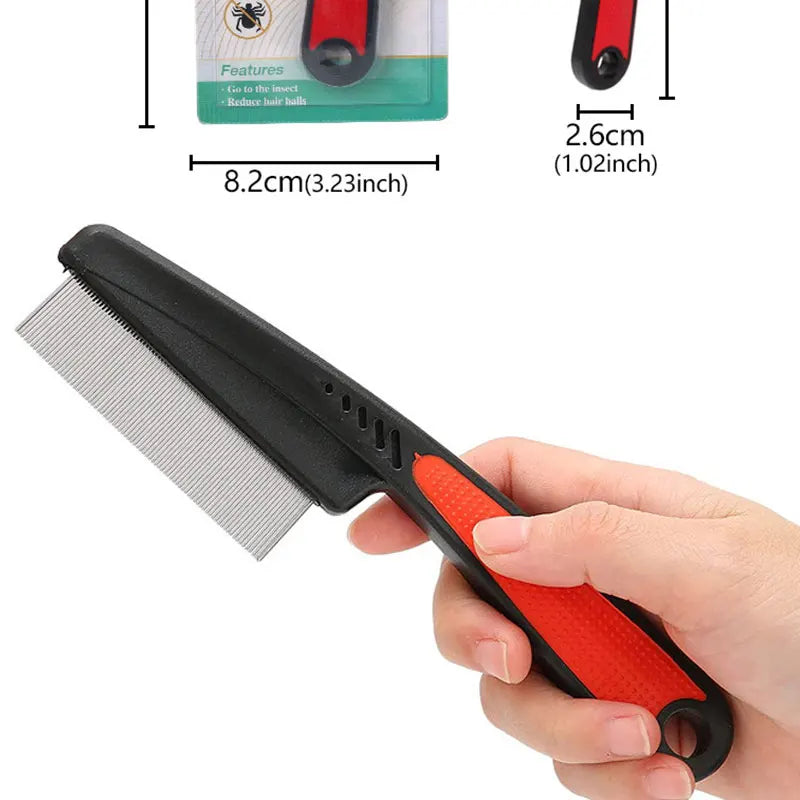 Pet Animal Care Long-handled Pet Comb Flea Comb for Cat Dog Stainless Steel Comb Deworming Opening Knots Dog Cat Grooming Comb