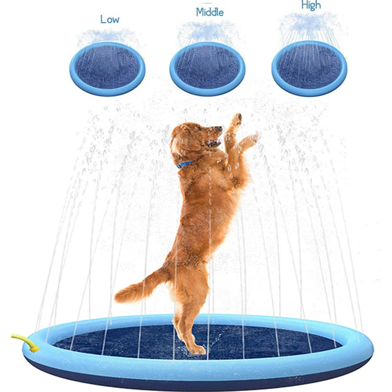 170cm Summer Pet Swimming Pool Dog Splash Sprinkler Pad Inflatable Mat Cooling Dogs Outdoor Play Water Mat Toys for Pet Children