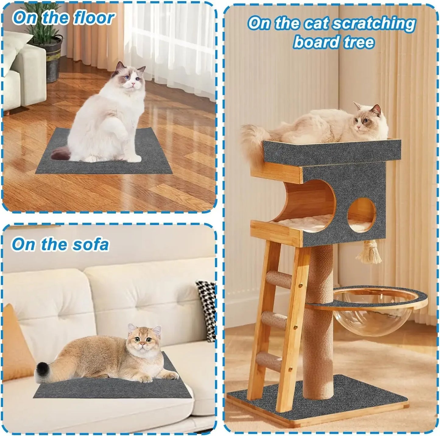 Self-Adhesive Cat Scratching Mat Trimmable Cat Carpet Cat Scratching Carpet Corner Wall Cat DIY Scratch Sofa Furniture Protector