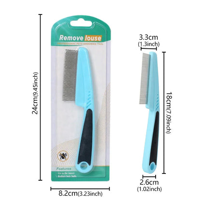 Pet Animal Care Long-handled Pet Comb Flea Comb for Cat Dog Stainless Steel Comb Deworming Opening Knots Dog Cat Grooming Comb