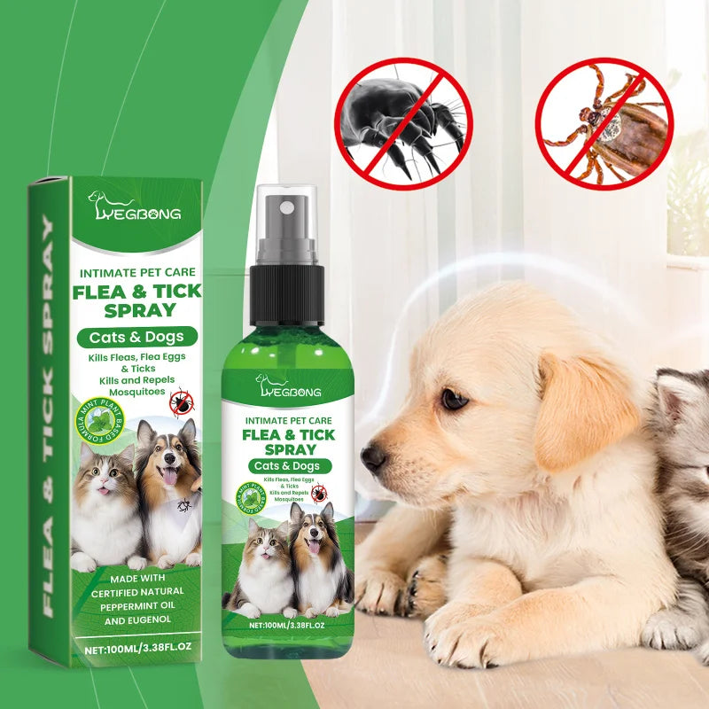 Flea & Tick Spray For Dogs & Cats - Gentle Daily Use Insect Repellent - Kills Fleas, Ticks & Lice - Safe Formula