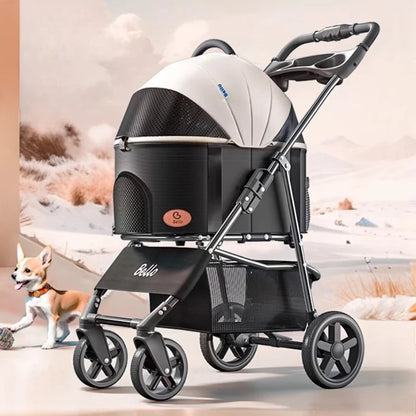 lightweight Pet stroller Portable Travel Pet Stroller Lightweight foldable cat and dog stroller Detachable pet carrier